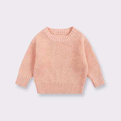 Casual Basic Knitted Kids Pullover - Pink, White, Beige, Grey, Black