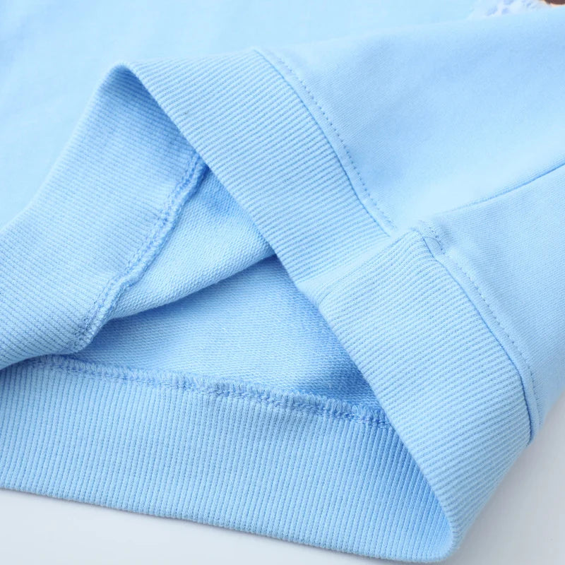 Girls' Long Sleeve Sweatshirts 100% Cotton Cartoon Appliques - Blue