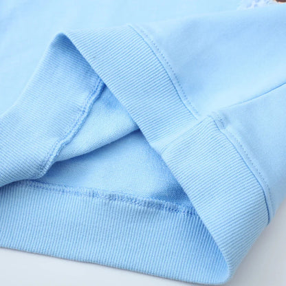 Girls' Long Sleeve Sweatshirts 100% Cotton Cartoon Appliques - Blue