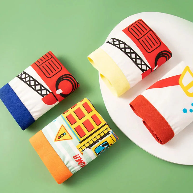 Сotton Breathable Boxer Shorts for Boys, 4 Pcs - Green, Grey, Blue, Yellow, White, Navy, Multicoloured