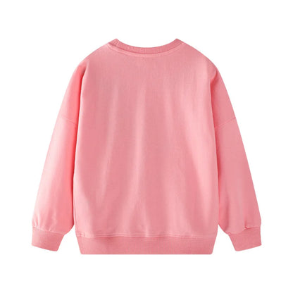 Cute Breathable 100% Cotton Long Sleeve Sweatshirt with Mouse Applique - Pink