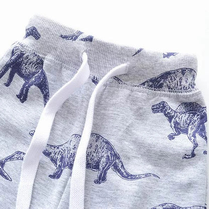 Cotton Warm Full Length Trousers with Dinosaur Pattern for Boys and Girls 2-7 Years Old - Grey