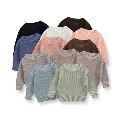 Casual Basic Knitted Kids Pullover - Pink, White, Beige, Grey, Black