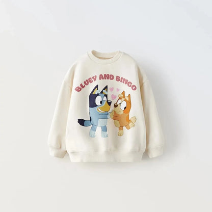 Kids' Loose-Fit Crew Neck Long-Sleeve Sweatshirt with Disney Print - White, Grey