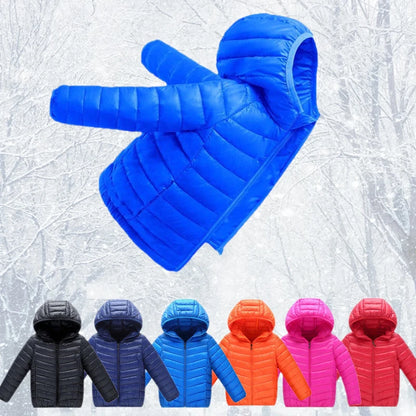 Warm Children's Down Jackets With Hood & Zipper - Red, Blue, Rose, Black, Navy Blue