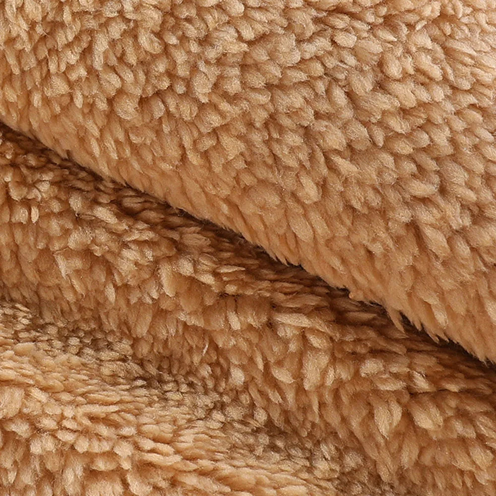 Cute Casual Warm Zip Coat With Hood and Fleece Lining - Beige