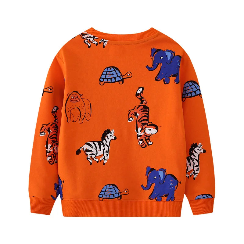 Cartoon Print Cotton Sweatshirt for Kids (2–7 Yrs) – Red