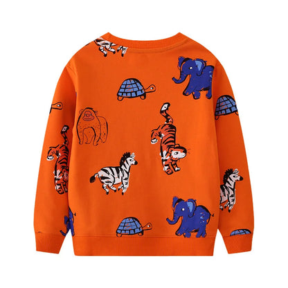 Cartoon Print Cotton Sweatshirt for Kids (2–7 Yrs) – Red