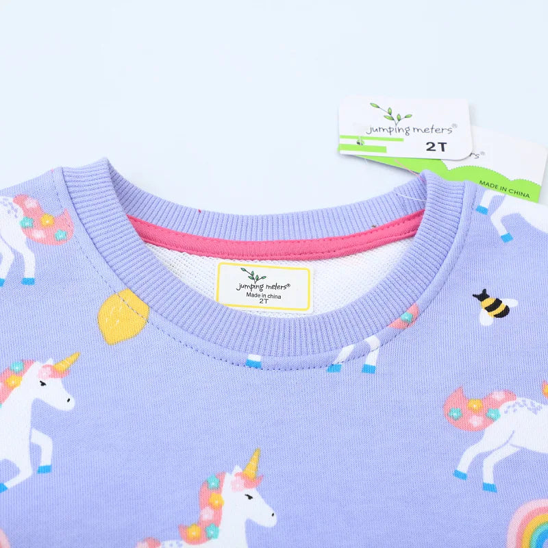 Girls’ Long Sleeve Sweatshirt 100% Breathable Cotton, Animal Print - Blue