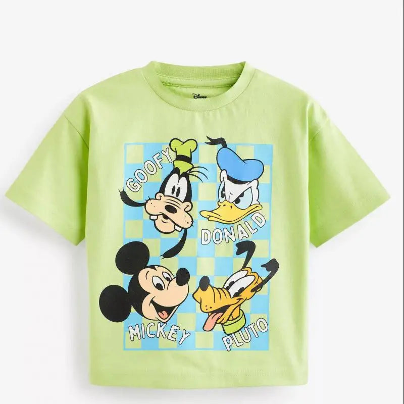 Casual Unisex Thin Cute Cartoon Crew Neck T-Shirts - White Beige Gray Green