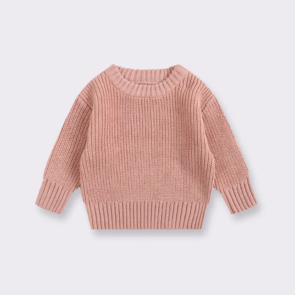 Casual Basic Knitted Kids Pullover - Pink, White, Beige, Grey, Black