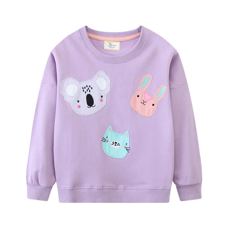100% Cotton Animal Print Long Sleeve Sweatshirt for Girls 2-7 Years - Purple