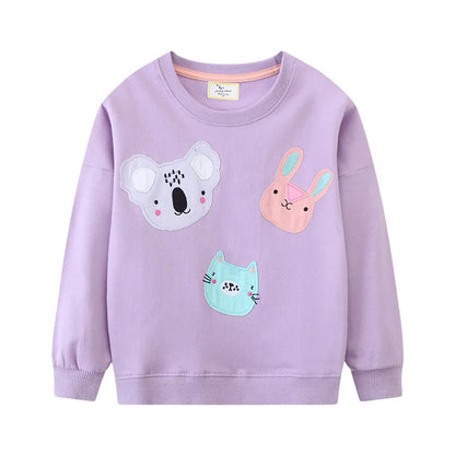 100% Cotton Animal Print Long Sleeve Sweatshirt for Girls 2-7 Years - Purple