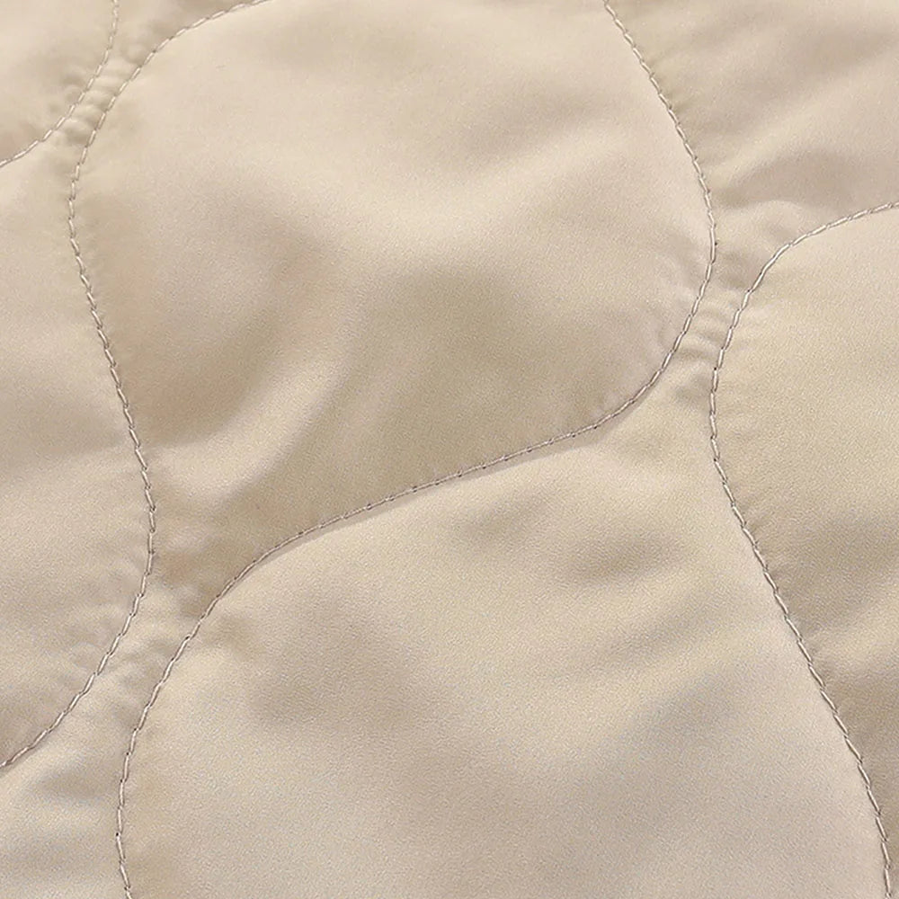 Cute Casual Warm Zip Coat With Hood and Fleece Lining - Beige