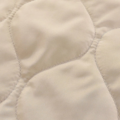 Cute Casual Warm Zip Coat With Hood and Fleece Lining - Beige