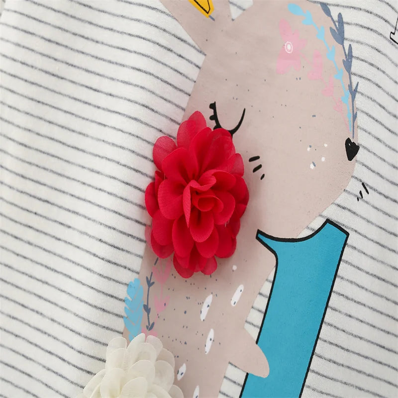 Soft Cotton Long Sleeve T-Shirts with Adorable Cartoon Prints - Grey