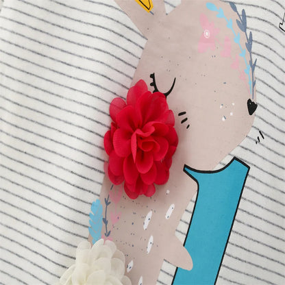 Soft Cotton Long Sleeve T-Shirts with Adorable Cartoon Prints - Grey