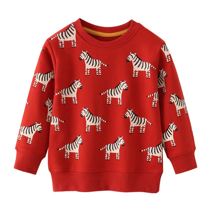 Boys’ Cotton Sweatshirt with Car Print – Grey, Blue, Red