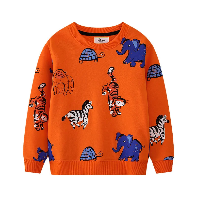 Cartoon Print Cotton Sweatshirt for Kids (2–7 Yrs) – Red