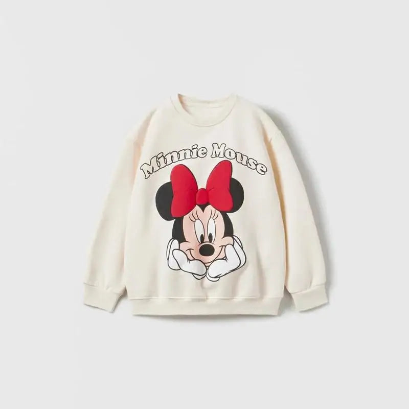 Kids' Loose-Fit Crew Neck Long-Sleeve Sweatshirt with Disney Print - White, Grey