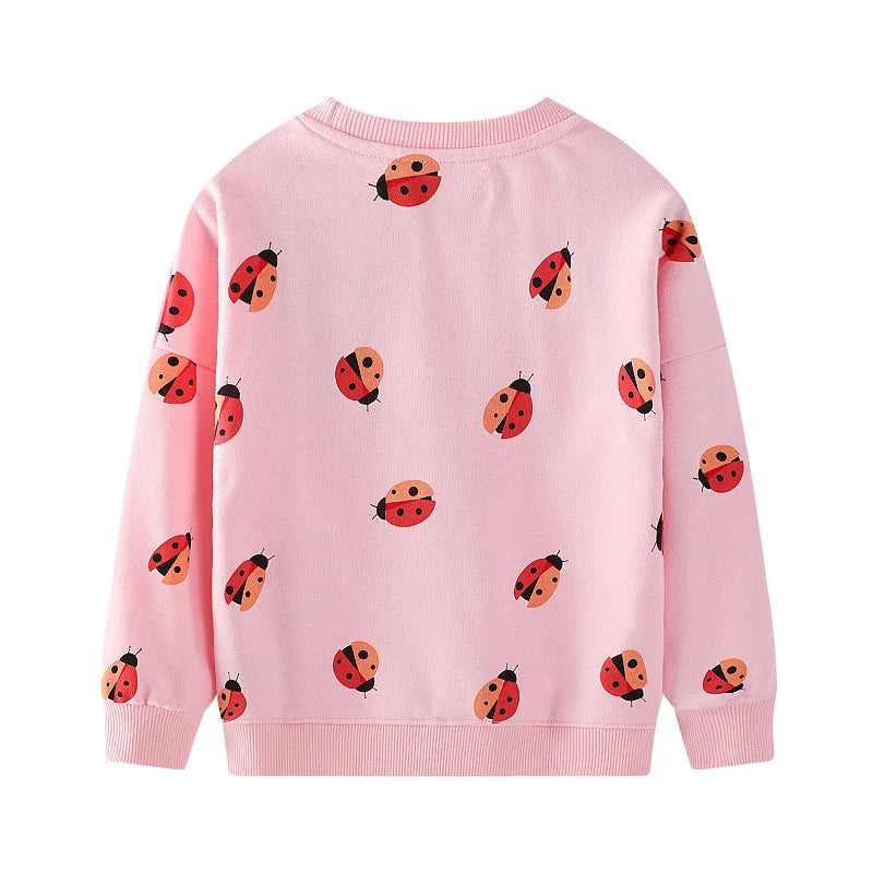 Girls’ Long Sleeve Sweatshirt 100% Breathable Cotton, Animal Print - Pink