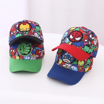 Kids Baseball Cap with Cartoon Characters Spiderman and Hulk – Red, Blue, Green, Black