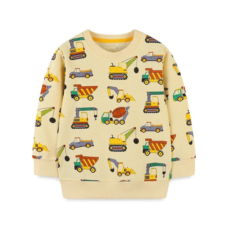 Jumping Meters 2-7T Cartoon Cars Boys Sweatshirts 2023 Autumn Boys Hooded Shirts Long Sleeve Sport Toddler Shirts O-neck Tops