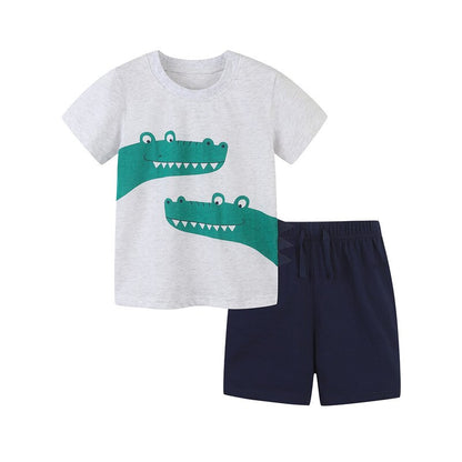 Zeebread Summer Boys Clothing Sets Rocket Embroidery Kids 2 Pcs Outfits Tops + Shorts Children&#39;s Suits.