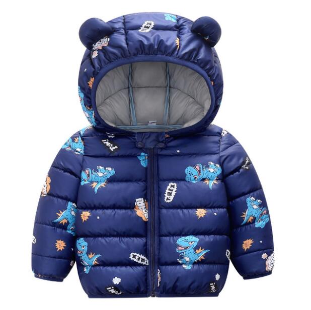 Baby Girls Boys Light Down Cute Jacket with Ear Hoodie - Navy, Green, Yellow.