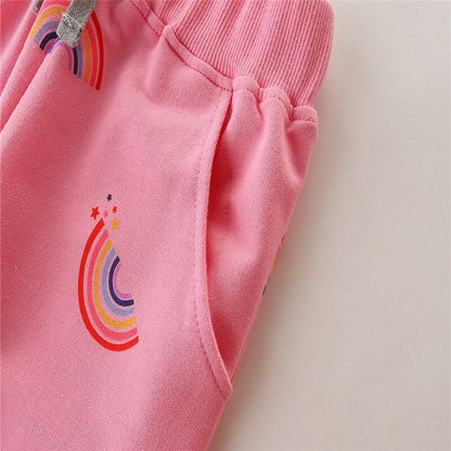 Zeebread  New Arrival Autumn Spring Pink Rainbow Girls Sweatpants Hot Selling Children&#39;s Trousers Drawstring Full Pants Wear.