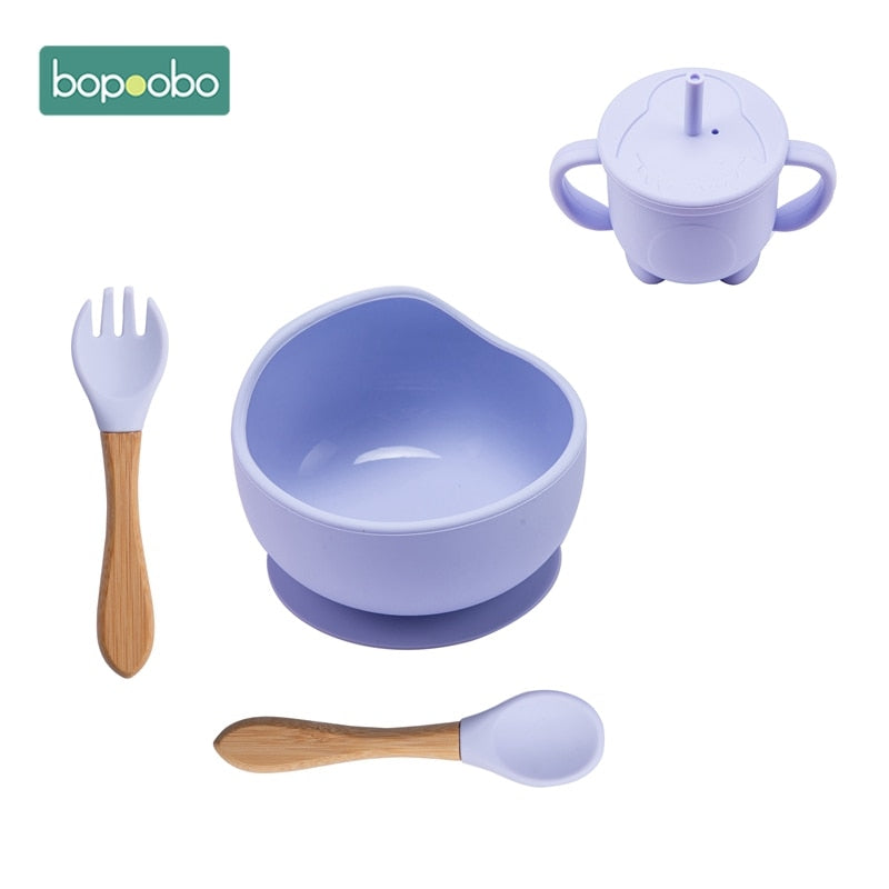 TYRY.HU Silicone Baby Bowls with Suction Set, Baby Bowls and Spoons & Fork