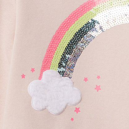 Little Maven Baby Girl Clothes Toddler Autumn Terry Cotton Tops Rainbow Cloud Applique Sweatshirt Pink Sweater for Kid 2-7 Years.