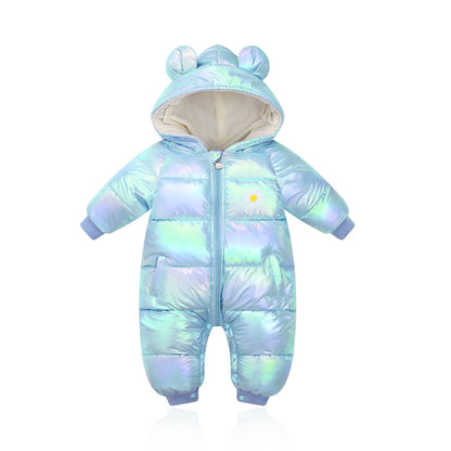 Newborn Girls and Boys Winter Waterproof Jumpsuit - Light Blue, Blue