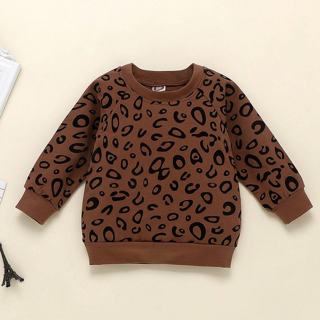 Girls Leopard Print Cotton Long Sleeve Outfit.